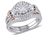 Diamond Engagement Ring and Wedding Band Set 1.50 Carat (ctw Color H-I, Clarity I2-I3) in 10K Rose Gold